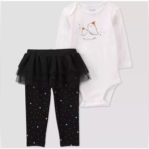 Carter’s “My Little Boo” Bodysuit Onesie and Tutu Black Leggings - Halloween